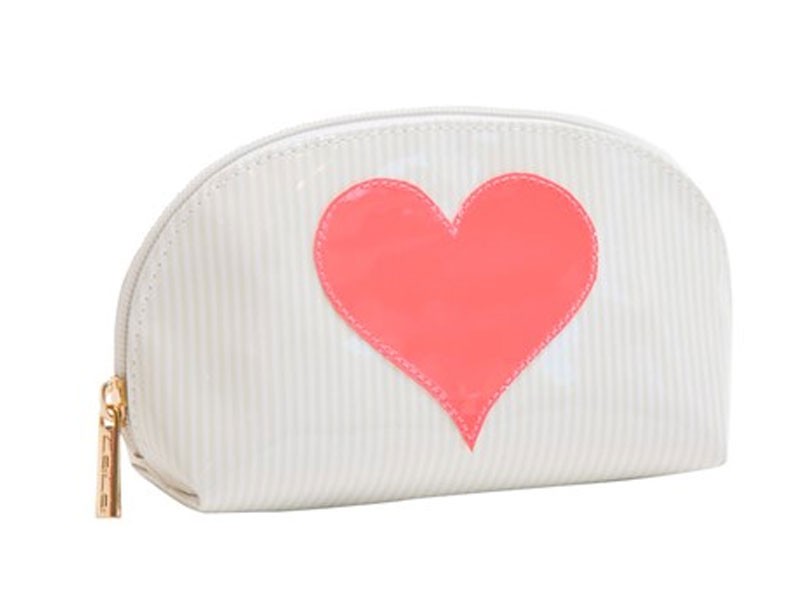 Blush narrow stripes Small Molly Case with Watermelon Heart