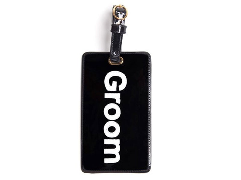 Black Luggage Tag with White Groom