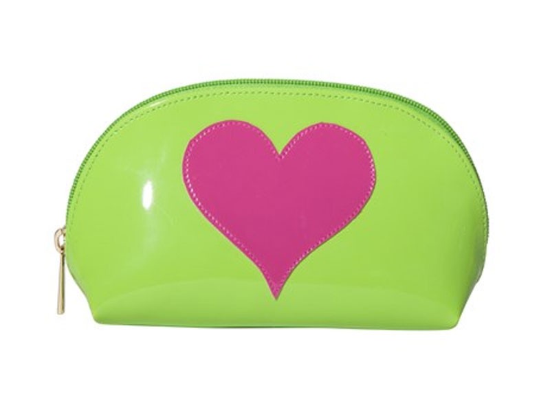 Green Small Molly Case with Pink Heart