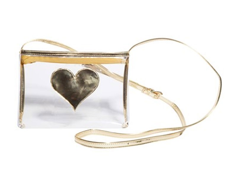 Clear Megan Crossbody with Shiny Gold Heart