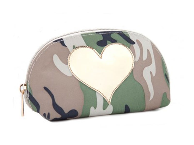 Camouflage Small Molly Case with Shiny Gold Heart