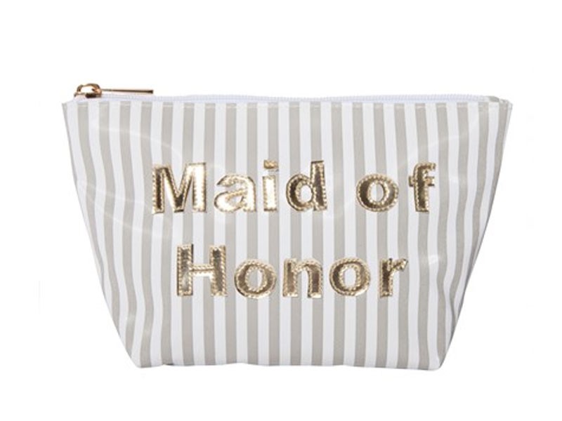 Wide Gray Stripes Medium Avery with Shiny Gold Maid Of Honor