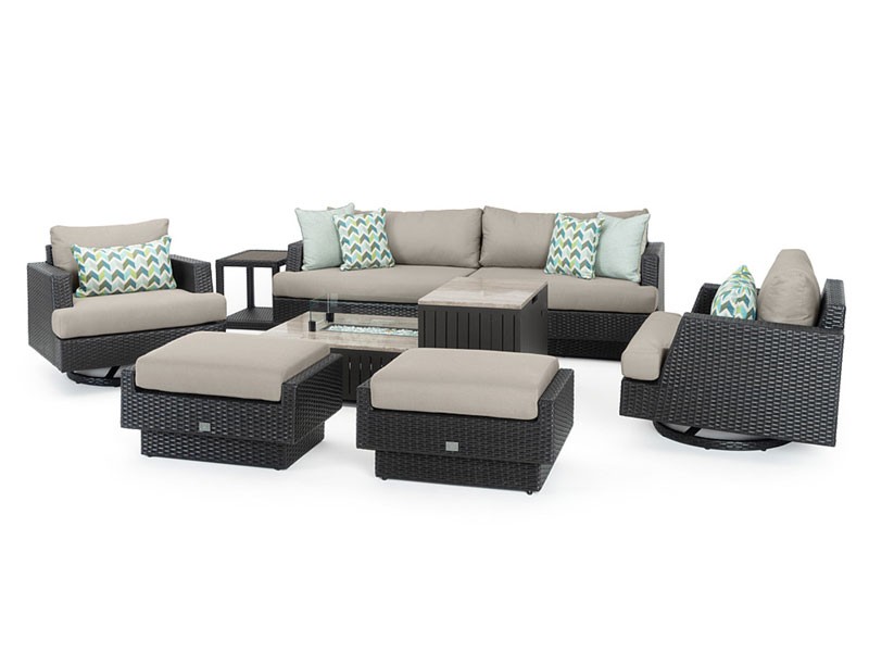 Portofino Comfort 8 Piece Motion Fire Seating Taupe Mist