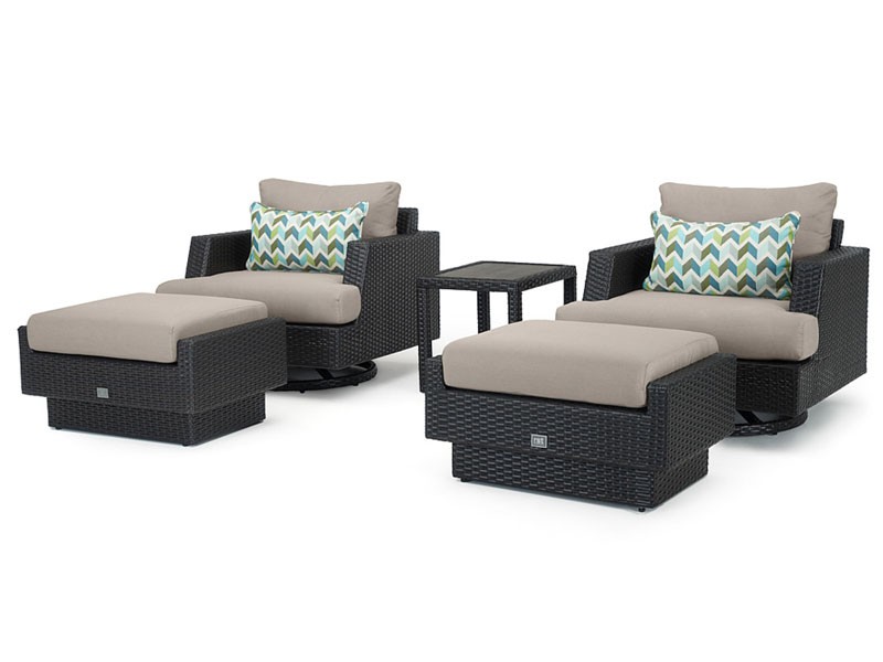 Portofino Comfort 5 Piece Motion Wood Seating Set Taupe Mist