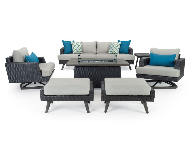 Portofino Casual 7 Piece Motion Fire Seating Set Dove Gray