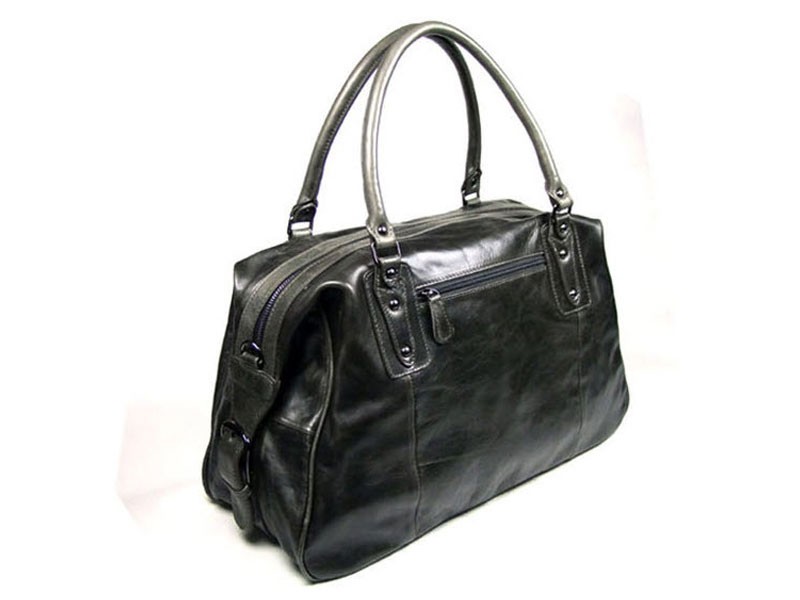 Baltimore Soft Vintage Leather Overnight Duffel Bag Grey