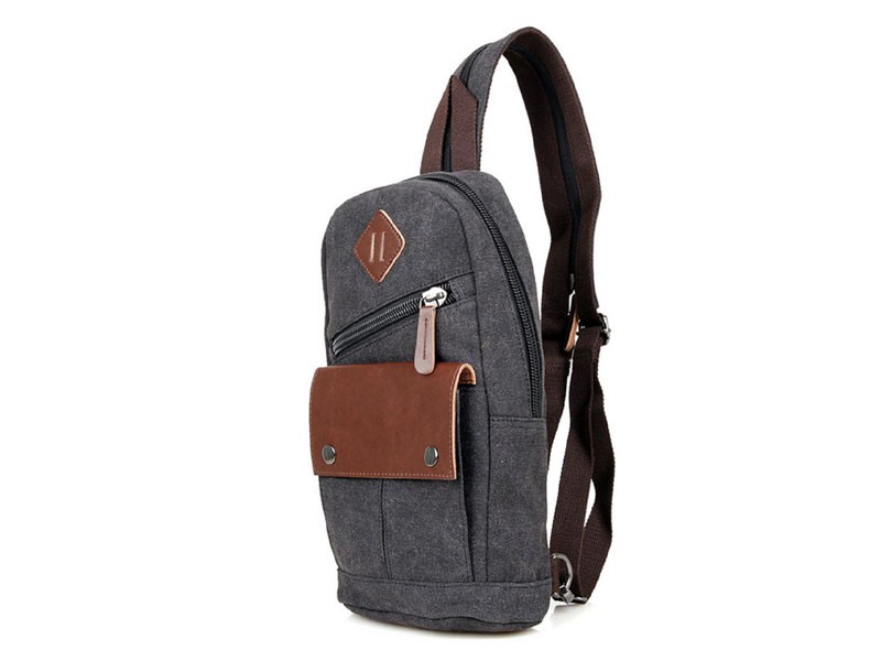 Batam Men's Canvas Convertable Backpack & Chest Sling Stone Grey
