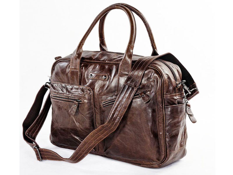 Belmont Soft Vintage Leather Overnight Duffel Bag Brown