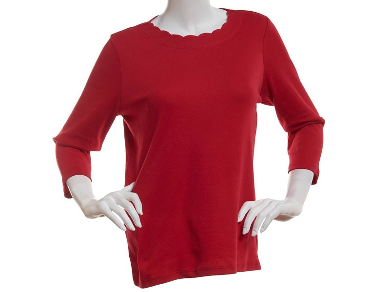 Petite Hasting & Smith 3/4 Sleeve Women's Tee with Scallop Neck