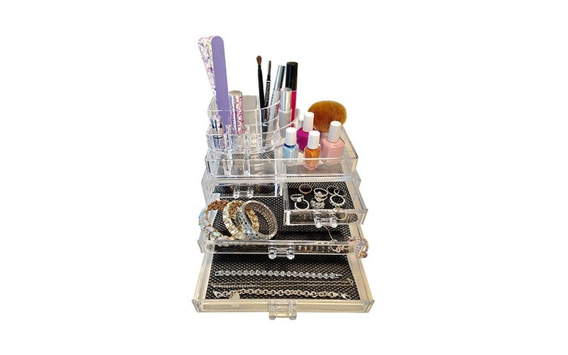 Acrylic Cosmetic Makeup Organizer w/Drawers & Removable Lipstick Organizer