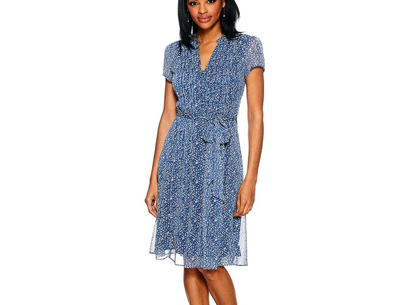 Women's MSK Short Sleeve Chiffon Pintuck A-Line Dress