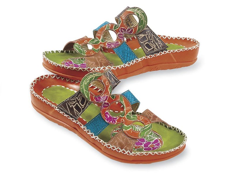 Hand-Painted Leather Sandals For Women