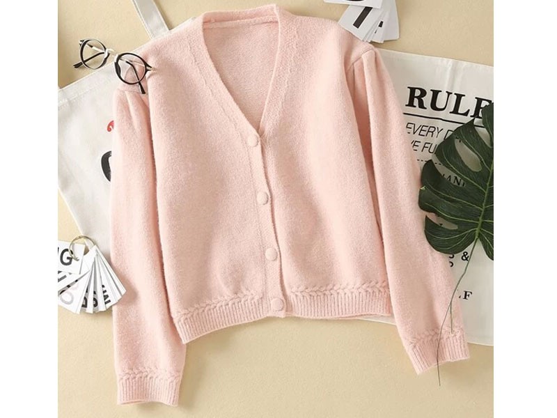 Women's Covered Button Front Crop Cardigan
