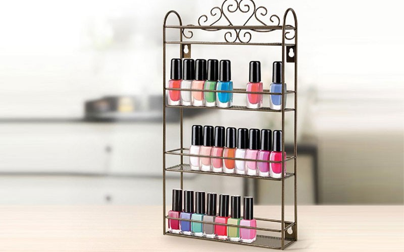 Wall-Mounted or Standing Nail Polish Organizer Display Rack