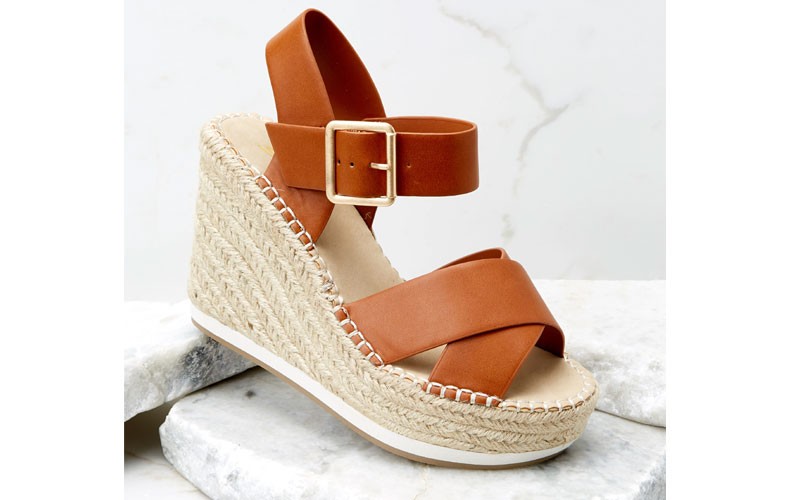 Higher Love Cognac Platform Wedges For Women