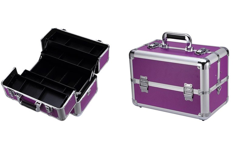 Ollieroo 14'' Aluminum Makeup Train Case Organizer Large Make Up Cosmetic Box