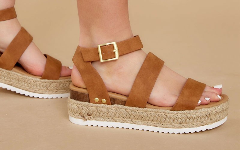 Going For Now Tan Flatform Sandals For Women