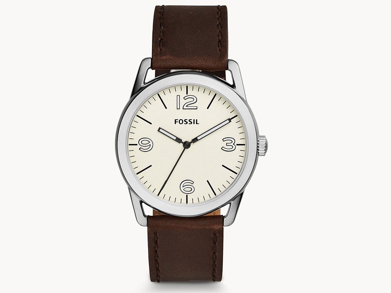 Ledger Three-Hand Brown Leather Watch For Men