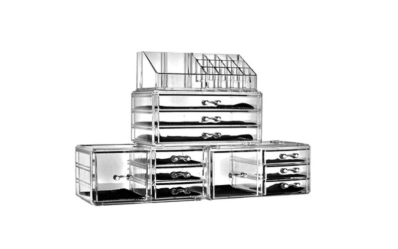 4Pcs Plastic Cosmetics Storage Rack Transparent