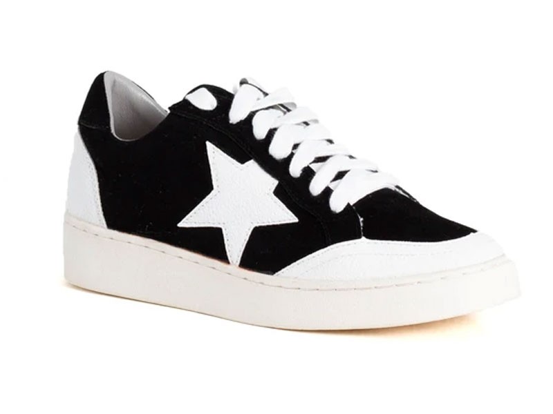 White Raven Shoes Star Lace Up Sneakers For Women in Black