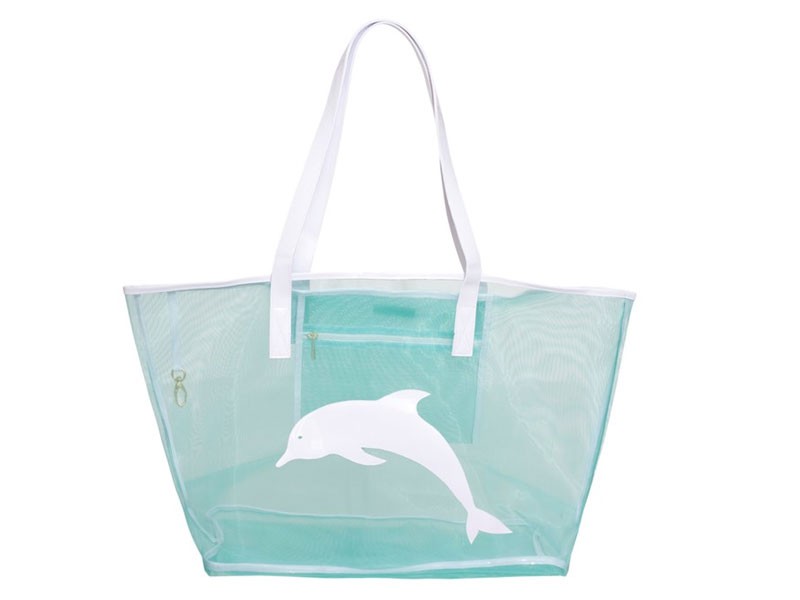 Turquoise Mesh Madison Tote with White Dolphin