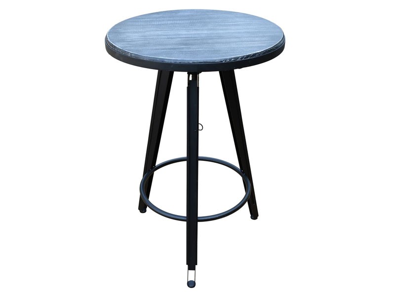 Clem Swiveling Iron Bar Table with Firwood Seat, Black and Brushed Dark Gray