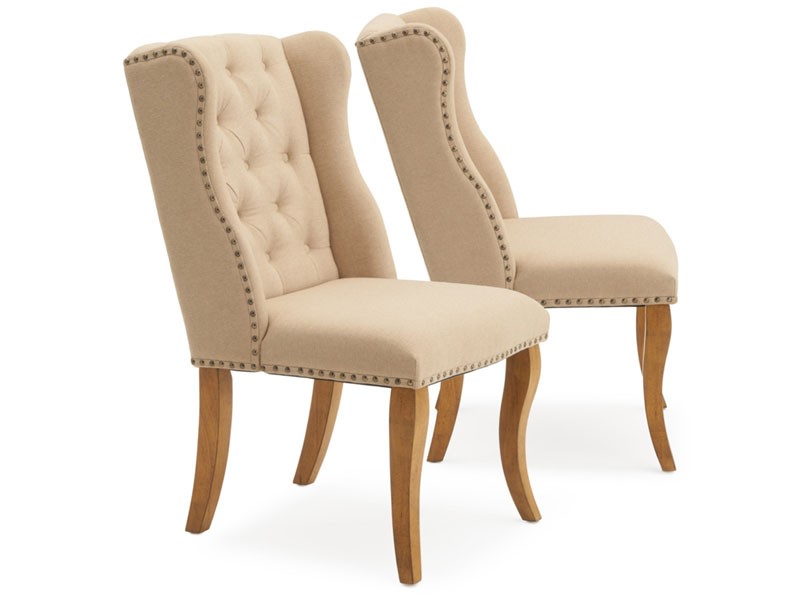 Avignon Set of 2 Tufted Dining Chairs Beige