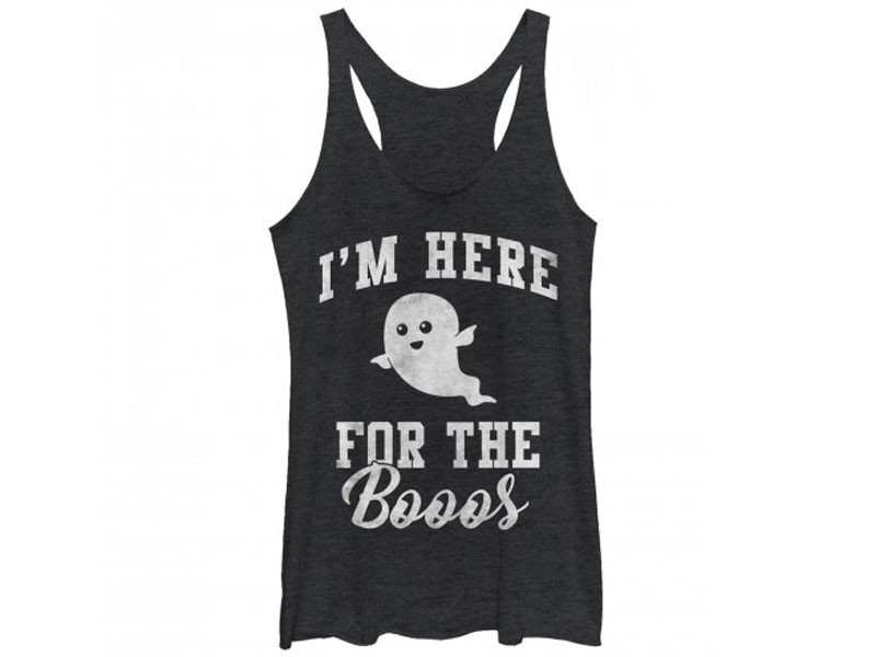 Women's Chin Up Halloween Ghost Here for Boos Tank Top