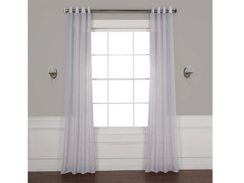 Steel Mountain Grommet Solid Faux Linen Sheer Curtain