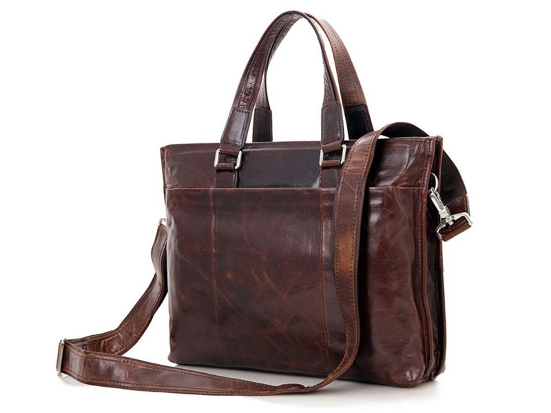 Burlington 3 Men's Smooth Vintage Leather Messenger Tote Bag