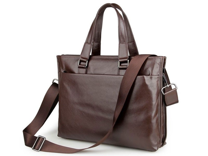 Burlington 7 Men's Smooth Vintage Leather Messenger Tote Bag