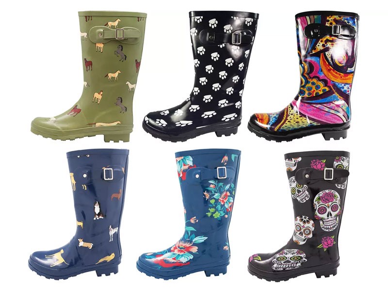 Norty Women's Hurricane Wellie Printed Waterproof Mid-Calf Rain Boots