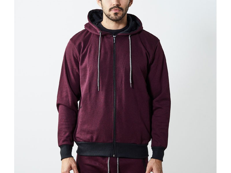 Men's Tech Zipper Hoodie Heather Burgundy