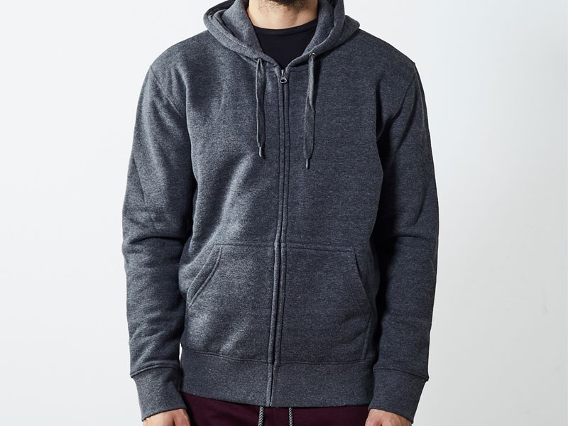 Fleece Zipper Men's Hoodie Charcoal