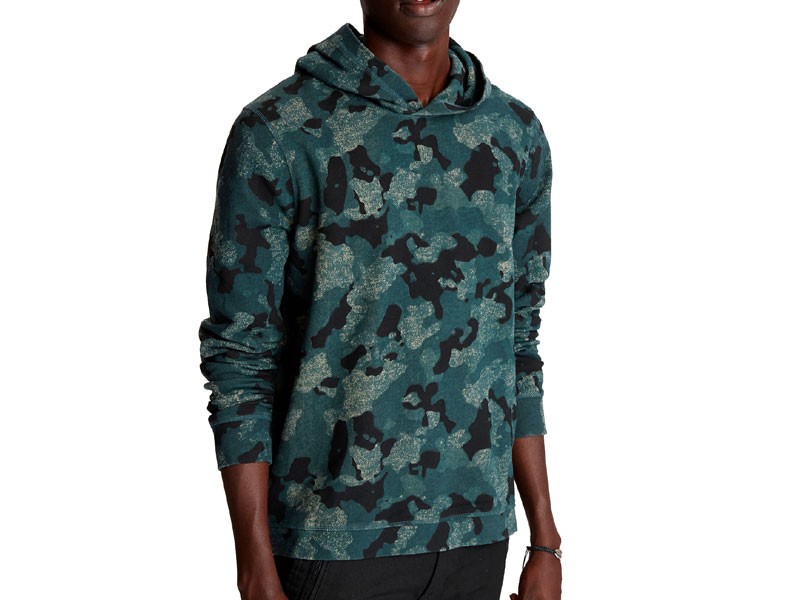 Alexandria Men's Long Sleeve Camo Sweatshirt Pullover Hoody W Sid Dark Forest