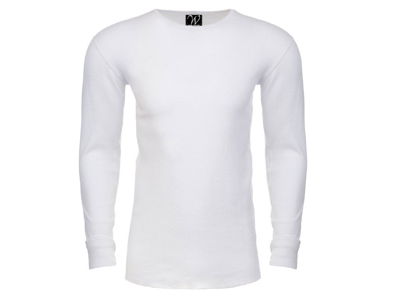 Men's Long Sleeve Thermal Crew Neck T-shirt White