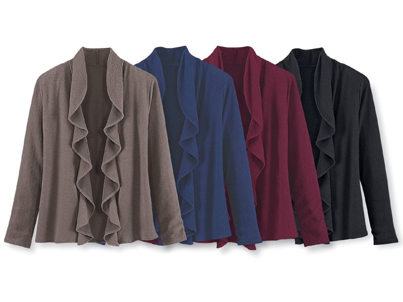 Ruffle Open-Front Cardigan For Women