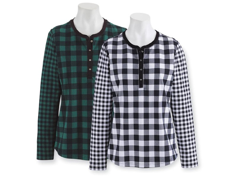 Duetting-Plaids Henley Top