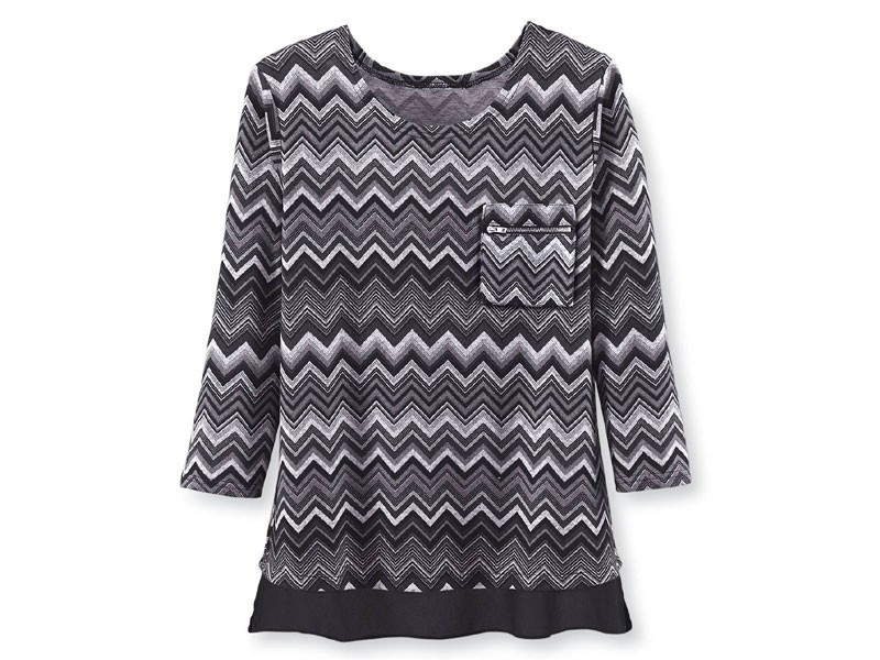 Zip-Pocket Chevron Top For Women