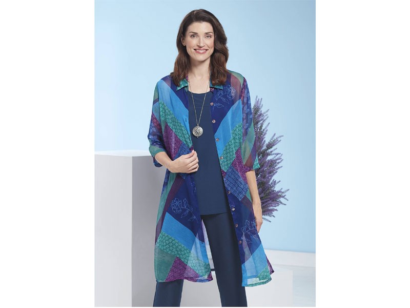 Jeweltone Patchwork Duster For Women