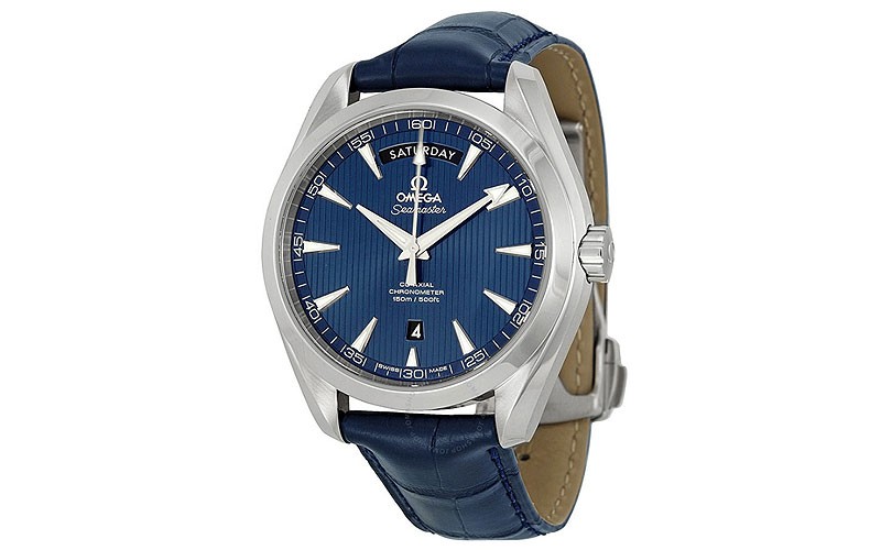 Aqua Terra Blue Dial Blue Leather Men's Watch