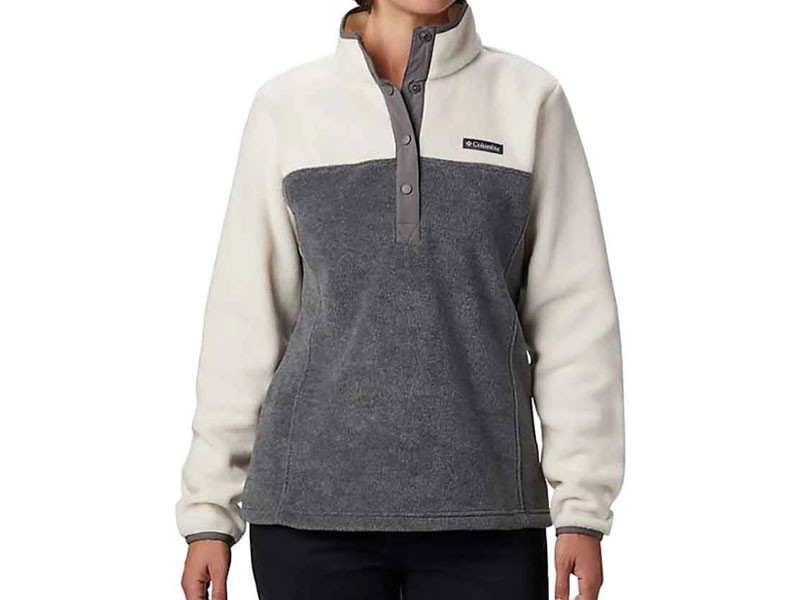 Columbia Benton Springs Half Snap Pullover For Women In Grey Heather And Chalk