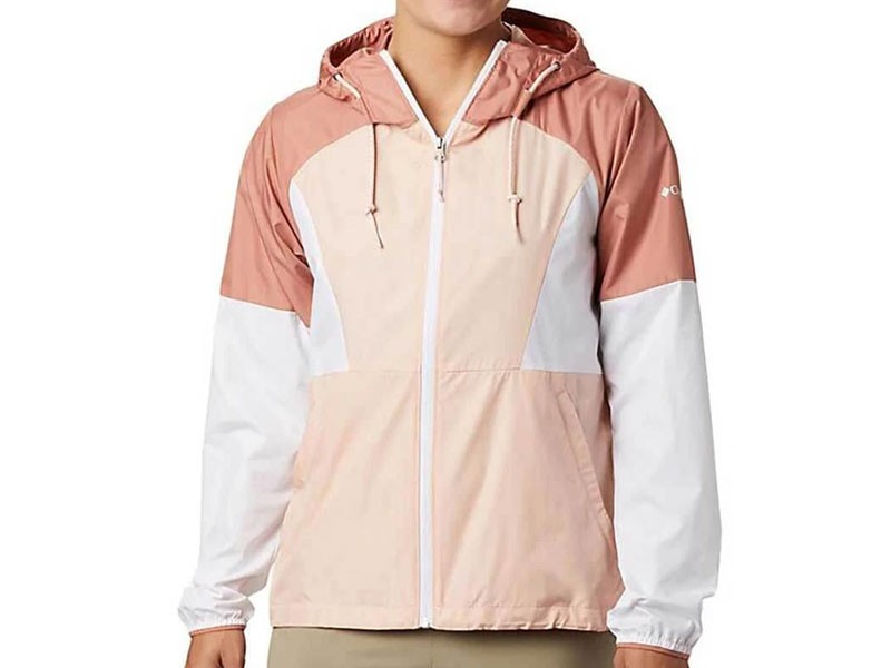 Columbia Side Hill Printed Windbreaker Jacket For Women In Peach Cloud