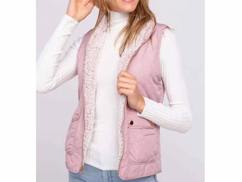 Thread and Supply Park City Reversible Quilted and Sherpa Vest For Women