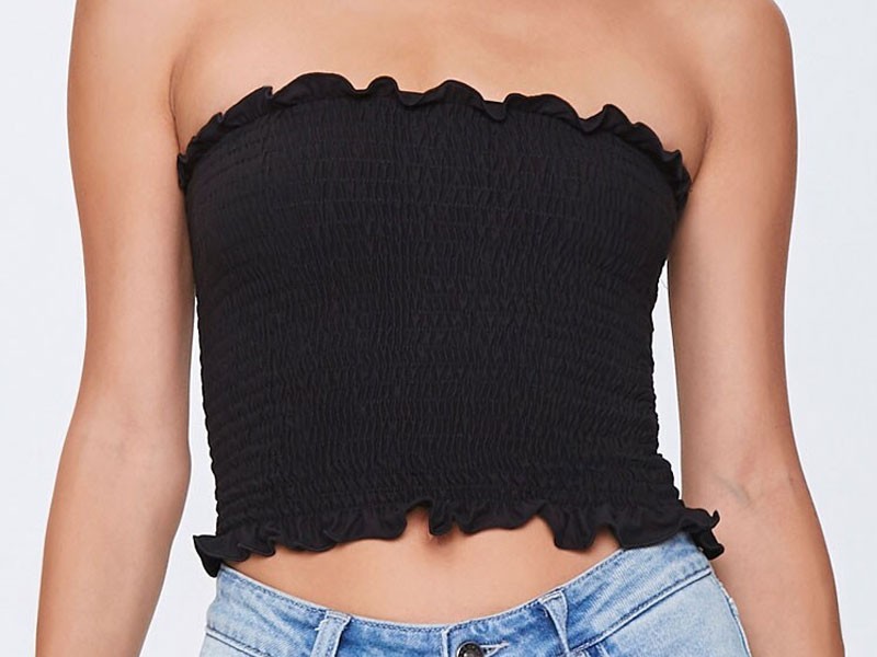 Smocked Ruffle-Trim Tube Top For Women