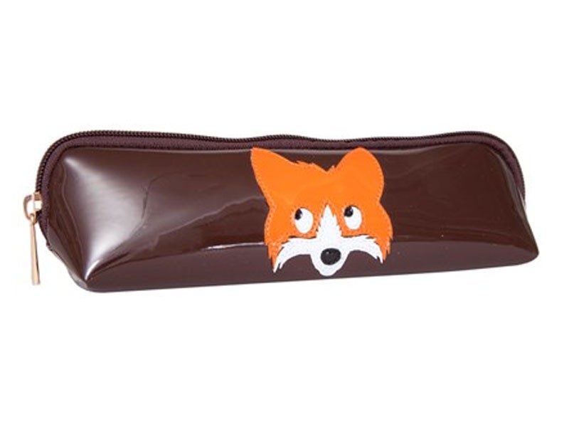 Chocolate Long Madison Case with Orange Fox Head