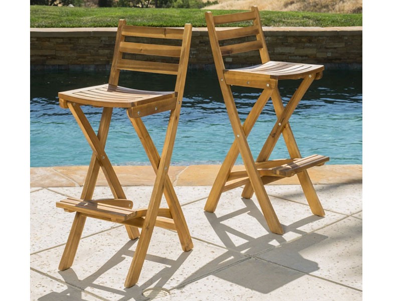 Atlantic Outdoor 30-Inch Foldable Acacia Wood Bar Stool