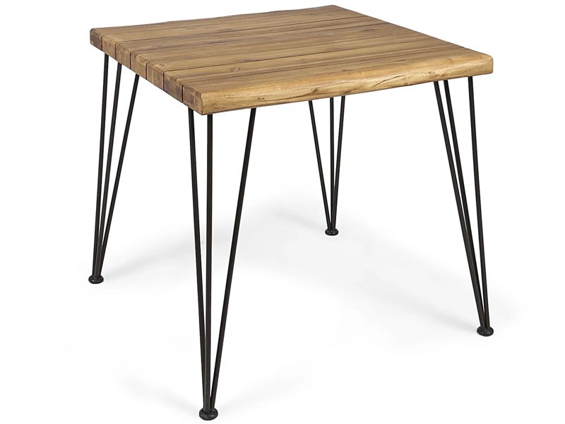 Outdoor Industrial Acacia Wood Dining Table with Metal Hairpin Legs
