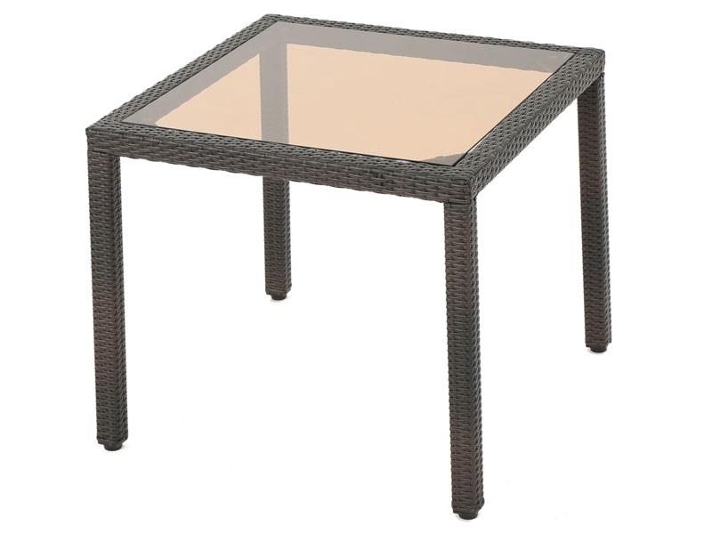 San Tropez Outdoor Wicker Dining Table with Tempered Glass Top