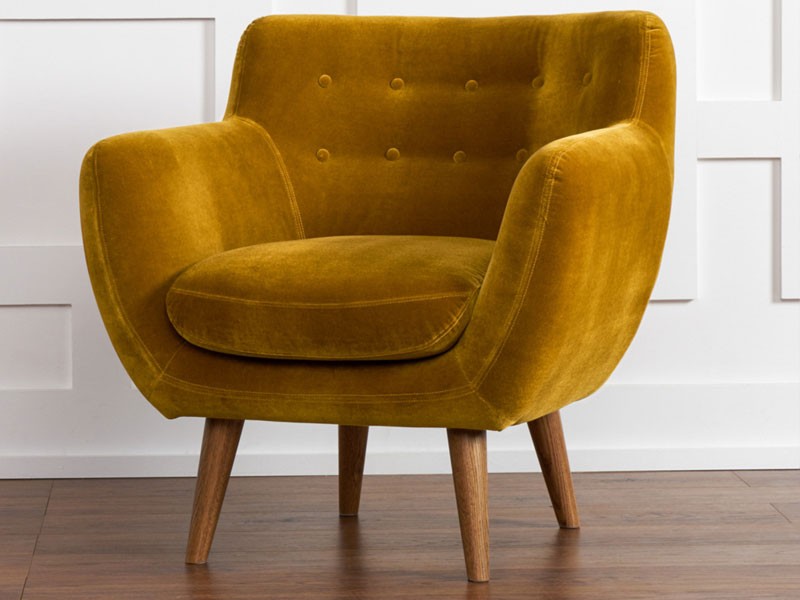 Rhodes Mid-Century Modern Tufted Arm Chair Antique Gold